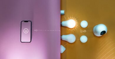 a cell phone is connected to a light switch