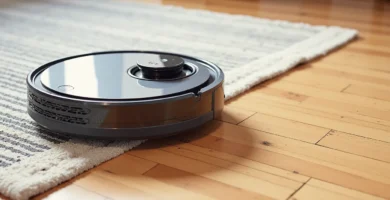 a robotic vacuum cleaner on a wood floor