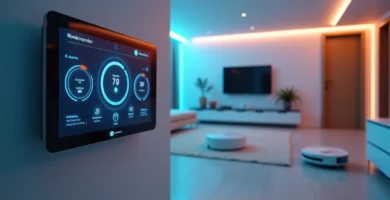 a smart home control panel in a room